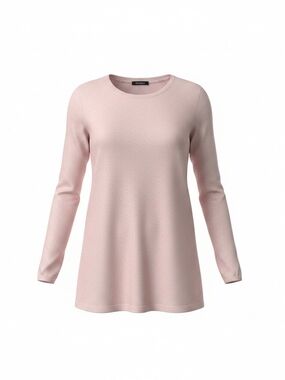 Women’s Long Sleeve Scoop Neck Top - Pale Gold With Metallic Threads Throughout